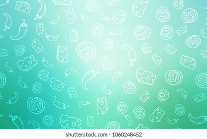 Light Green vector template with organic meal. Decorative shining illustration with food on abstract template. Pattern for menu of cafes, bars, restaurants.