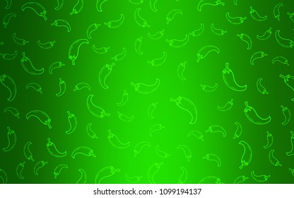 Light Green vector template with organic peppers. Glitter abstract sketch with hot peppers. Pattern for ad, booklets, leaflets of restaurants.