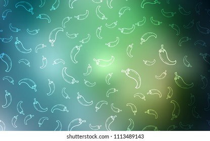Light Green vector template with organic peppers. Blurred decorative design of peppers in doodle style. Template for meal cooking in kitchen.