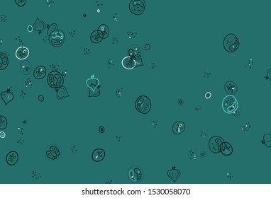 Light Green vector template with organic meal. Illustration with set of fresh food in doodle style. Pattern for menu of cafes, bars, restaurants.