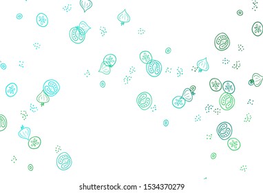 Light Green vector template with organic meal. Beautiful colorful illustration with food in doodle style. Design for ad, poster, banner of cafes or restaurants.
