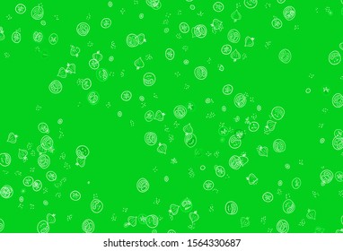 Light Green vector template with organic meal. Illustration with set of fresh food in doodle style. Pattern for ads of breakfast, lunch, dinner.