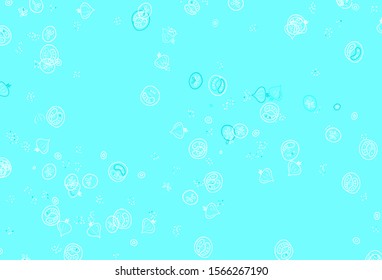 Light Green vector template with organic meal. Illustration with set of fresh food in doodle style. Design for ad, poster, banner of cafes or restaurants.
