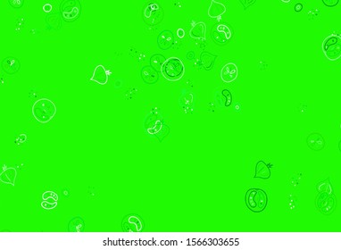 Light Green vector template with organic meal. Beautiful colorful illustration with food in doodle style. Doodle design for your business advert of cafes.