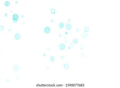 Light Green vector template with organic meal. Illustration with set of fresh food in doodle style. Design for ad, poster, banner of cafes or restaurants.