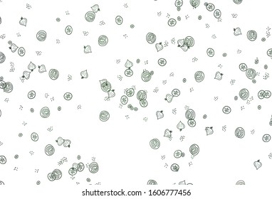Light Green vector template with organic meal. Illustration with set of fresh food in doodle style. Template for meal cooking in kitchen.