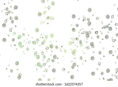 Light Green vector template with organic meal. Beautiful colorful illustration with food in doodle style. Pattern for ads of breakfast, lunch, dinner.