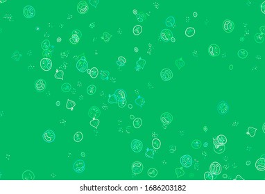 Light Green vector template with organic meal. Illustration with set of fresh food in doodle style. Design for ad, poster, banner of cafes or restaurants.