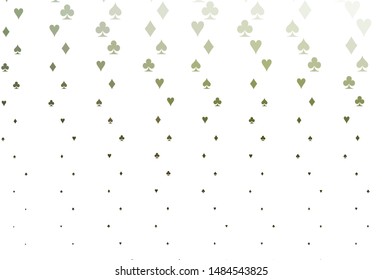 Light Green vector template with poker symbols. Glitter abstract sketch with isolated symbols of playing cards. Smart design for your business advert of casinos.