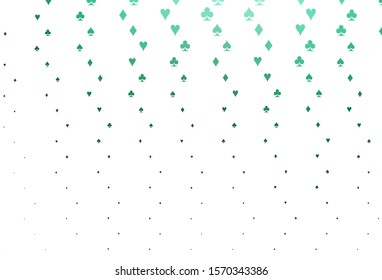 Light Green vector template with poker symbols. Colored illustration with hearts, spades, clubs, diamonds. Pattern for leaflets of poker games, events.