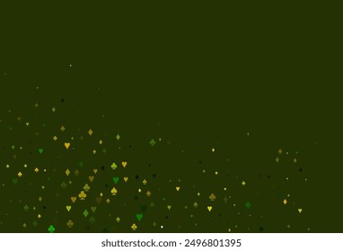 Light Green vector template with poker symbols. Blurred decorative design of hearts, spades, clubs, diamonds. Pattern for booklets, leaflets of gambling houses.