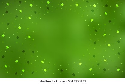 Light Green vector template with sky stars. Decorative shining illustration with stars on abstract template. Best design for your ad, poster, banner.
