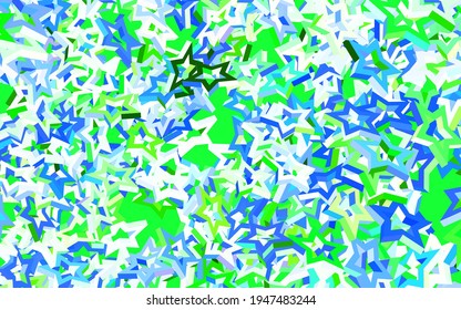 Light Green vector template with sky stars. Decorative shining illustration with stars on abstract template. Pattern for astronomy websites.