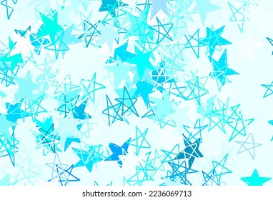 Light Green vector template with sky stars. Blurred decorative design in simple style with stars. Best design for your ad, poster, banner.