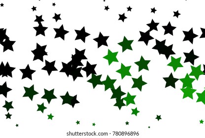 Light Green vector template with sky stars. Modern geometrical abstract illustration with stars. The pattern can be used for wrapping gifts.