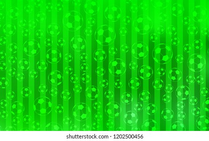 Light Green vector template with soccer symbols. Decorative design of football balls on a gradient backdrop. Pattern for booklets, leaflets of soccer turnament.