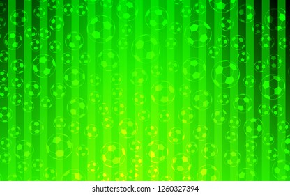 Light Green vector template with soccer symbols. Illustration with set of soccer balls on gradiental backdrop. Pattern for ads of football championship.