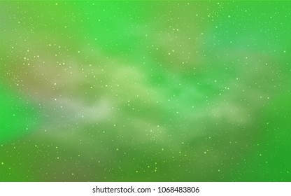 Light Green vector template with space stars. Blurred decorative design in simple style with galaxy stars. Pattern for futuristic ad, booklets.