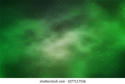 Light Green vector template with space stars. Space stars on blurred abstract background with gradient. Pattern for futuristic ad, booklets.