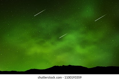 Light Green vector template with space stars. Blurred decorative design in simple style with galaxy stars. Best design for your ad, poster, banner.