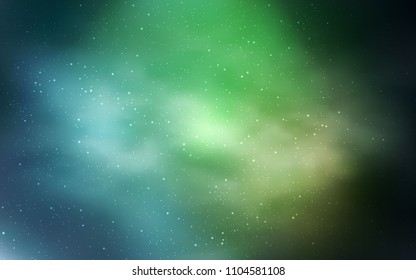 Light Green vector template with space stars. Blurred decorative design in simple style with galaxy stars. Pattern for futuristic ad, booklets.