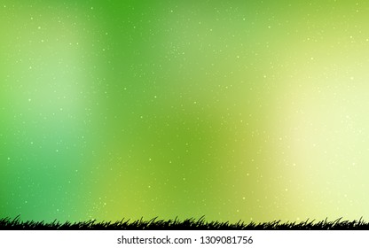 Light Green vector template with space stars. Shining colored illustration with bright astronomical stars. Best design for your ad, poster, banner.