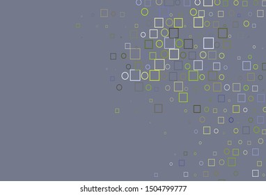Light Green vector template with spots, rectangles. Abstract backdrop with colorful circles, rectangles. Template for your brand book.