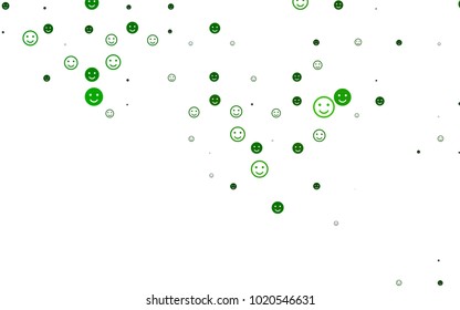 Light Green vector template with sweet snacks. Blurred decorative design of smiles in doodle style. Pattern for ad, booklets, leaflets of celebrations.