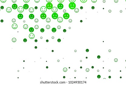 Light Green vector template with sweet snacks. Beautiful colored illustration with smiles in simple style. Pattern for carnival, festival fun leaflets.