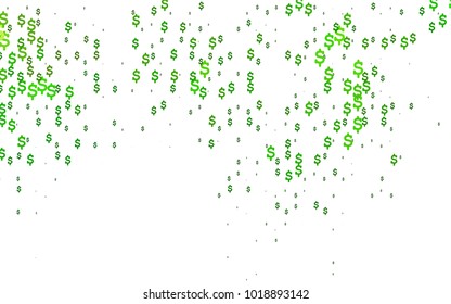 Light Green vector template with US currency. Shining colored illustration with dollar signs, USD. The pattern can be used for ad, booklets, leaflets of banks