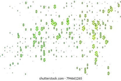 Light Green vector template with US currency. Abstract illustration with colored financial, cash symbols. Smart design for your business advert of economic, wealth.