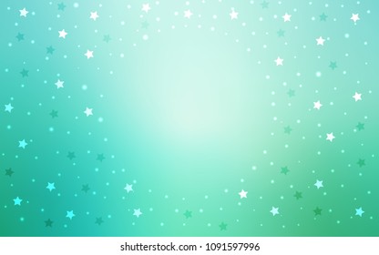Light Green vector texture with beautiful stars. Blurred decorative design in simple style with stars. The pattern can be used for websites.