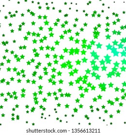 Light Green vector texture with beautiful stars. Shining colorful illustration with small and big stars. Theme for cell phones.
