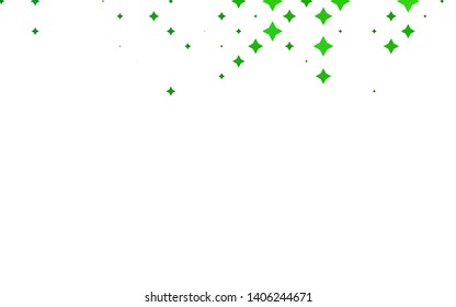 Light Green vector texture with beautiful stars. Blurred decorative design in simple style with stars. The template can be used as a background.