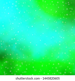 Light Green vector texture with beautiful stars. Colorful illustration in abstract style with gradient stars. Theme for cell phones.