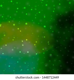 Light Green vector texture with beautiful stars. Shining colorful illustration with small and big stars. Design for your business promotion.