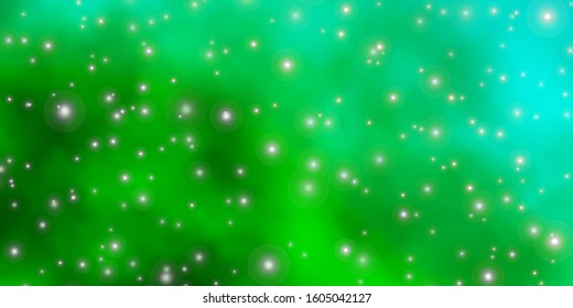 Light Green vector texture with beautiful stars. Blur decorative design in simple style with stars. Theme for cell phones.