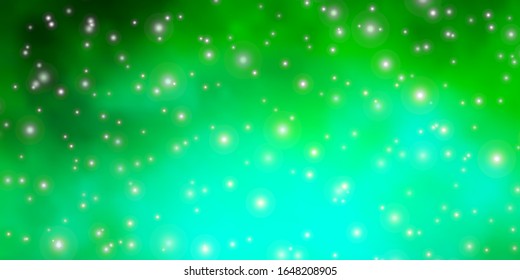 Light Green vector texture with beautiful stars. Decorative illustration with stars on abstract template. Best design for your ad, poster, banner.