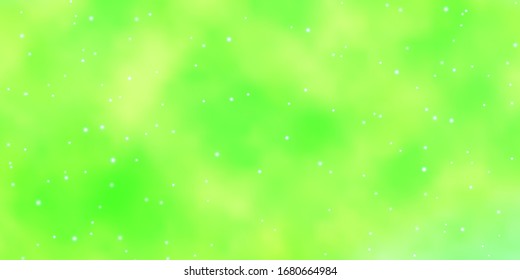 Light Green vector texture with beautiful stars. Shining colorful illustration with small and big stars. Pattern for new year ad, booklets.