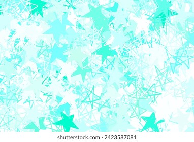 Light Green vector texture with beautiful stars. Decorative shining illustration with stars on abstract template. Best design for your ad, poster, banner.