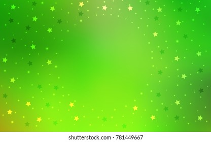 Light Green vector texture with beautiful stars. Shining colored illustration with stars. The template can be used as a background.