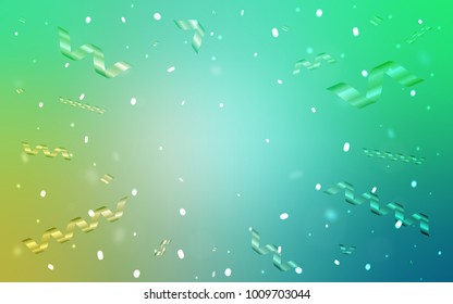 Light Green vector texture with birthday confetti. Beautiful colored illustration with ribbon in celebration style. Beautiful design for your business advert of anniversary.
