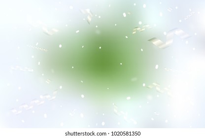 Light Green vector texture with birthday confetti. Confetti on blurred abstract background with colorful gradient. The template can be used as a background for postcards.