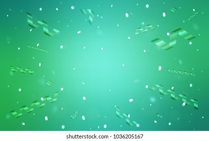Light Green vector texture with birthday confetti. Modern geometrical abstract illustration with carnival ribbons. New design for ad, poster, banner of your Party.