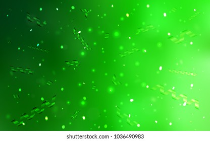 Light Green vector texture with birthday confetti. Blurred decorative design in anniversary style with confetti. The pattern can be used for carnival, festival leaflets.