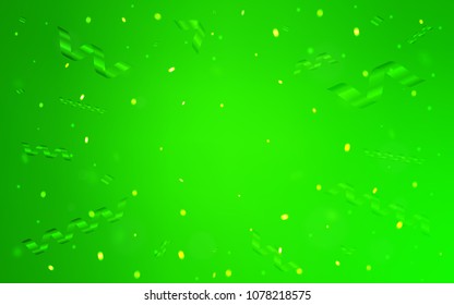 Light Green vector texture with birthday confetti. Beautiful colored illustration with ribbon in celebration style. New design for ad, poster, banner of your Party.