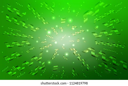 Light Green vector texture with birthday confetti. Decorative shining illustration with ribbons on abstract template. New design for ad, poster, banner of your Party.