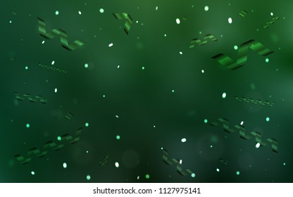 Light Green vector texture with birthday confetti. Beautiful colored illustration with ribbon in celebration style. The pattern can be used for birthday gifts, congratulations.