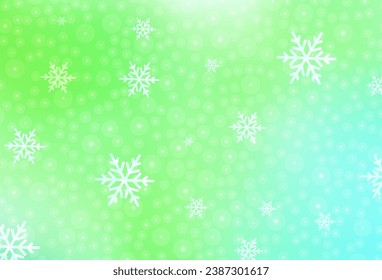 Light Green vector texture in birthday style. Design in Xmas style with Xmas balls, snowflakes. Template for lettering, typography.