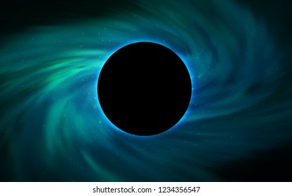 Light Green vector texture with a black hole, galaxy. Illustration with colorful milky way stars and a black hole. Black Friday design for ads, commercials.